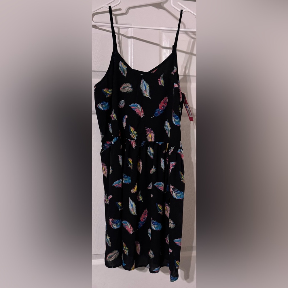 Colorful Feather Print Women's Dress
